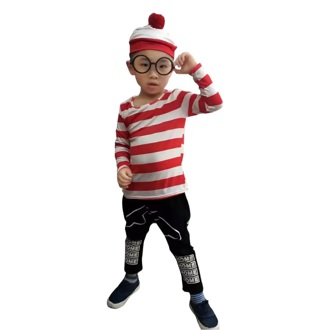 Halloween Anime Couple Costume Smart Wally Red Striped