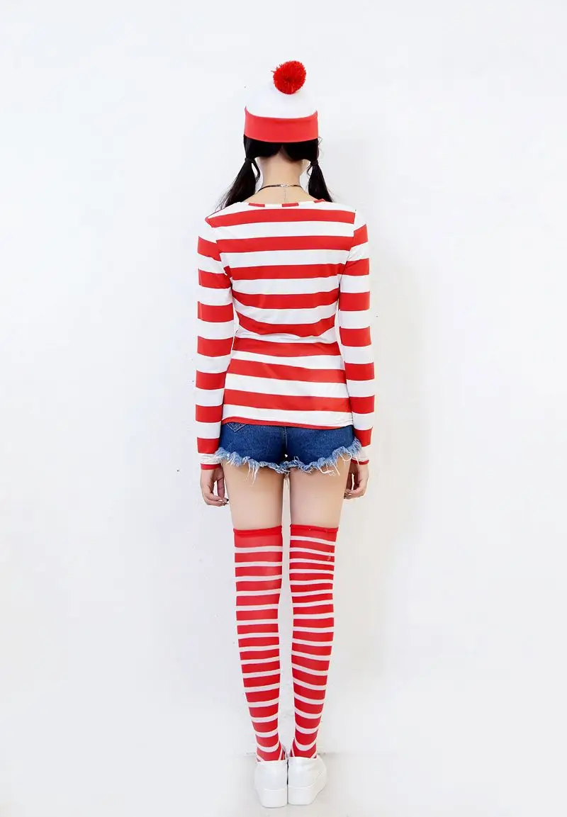 Halloween Anime Couple Costume Smart Wally Red Striped — feature 9