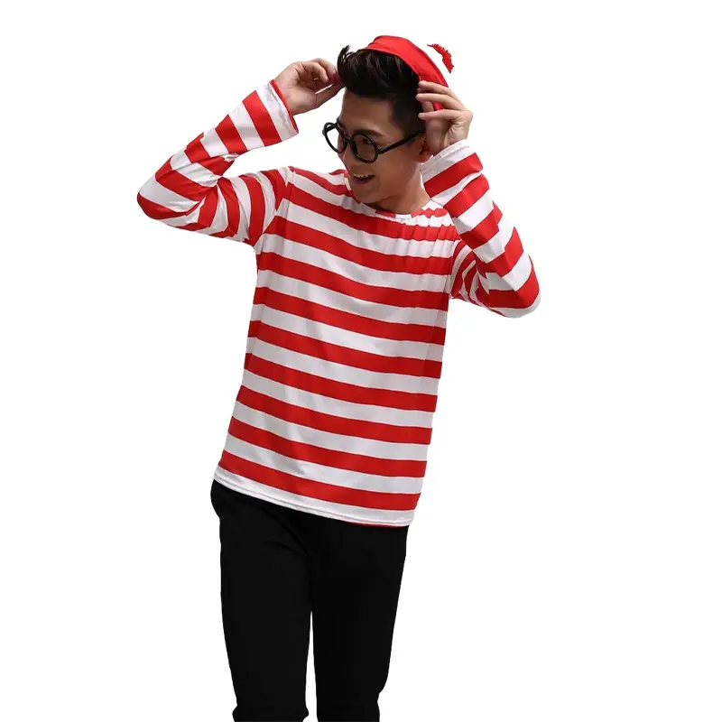 Halloween Anime Couple Costume Smart Wally Red Striped - Image 2