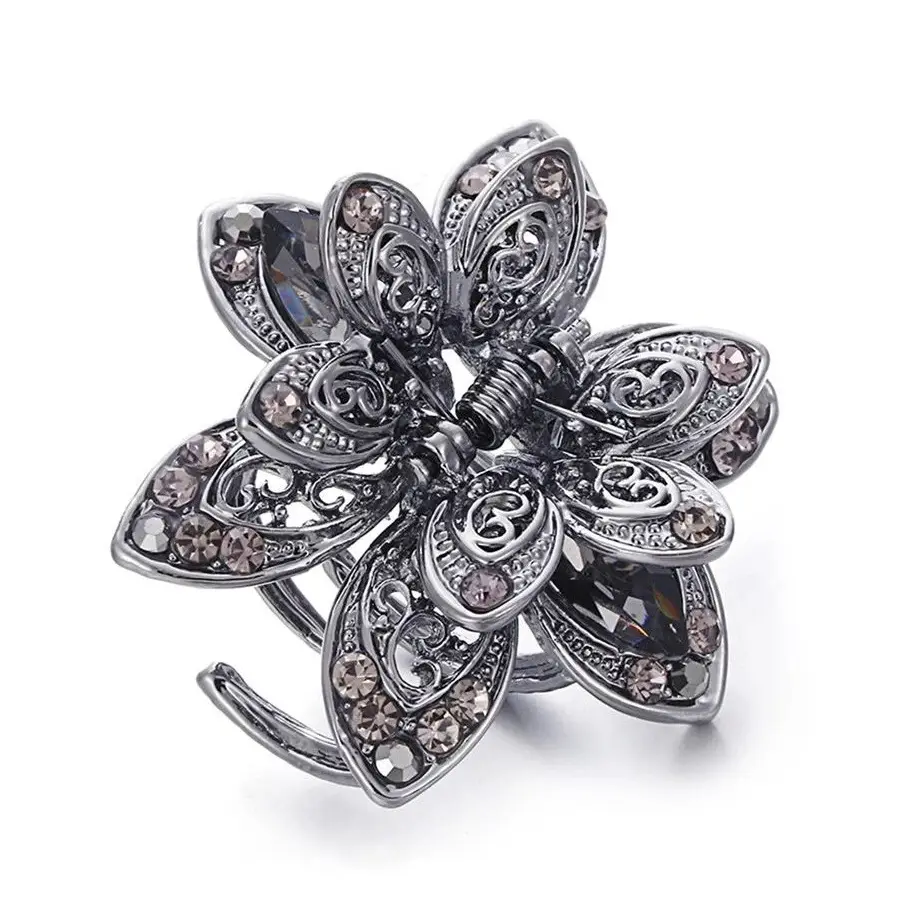 Crystal Drill Butterfly Hair Clip Red Silver - Image 8