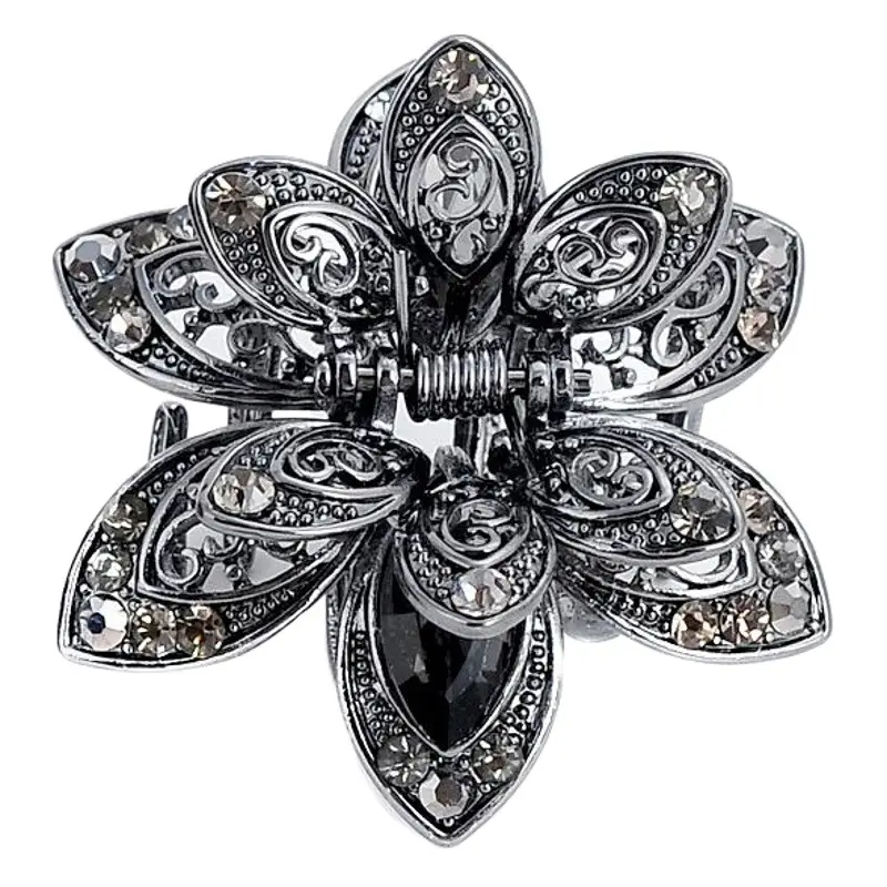 Crystal Drill Butterfly Hair Clip Red Silver