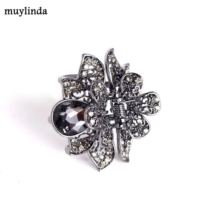 Crystal Drill Butterfly Hair Clip Red Silver - Image 5