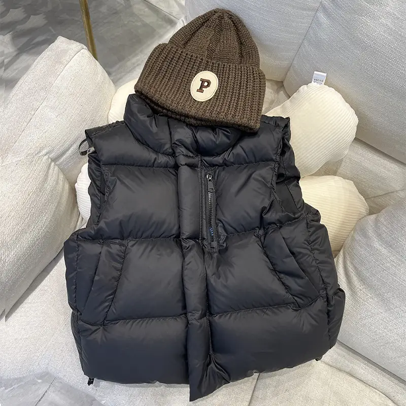 2025 Kids Down Vest Black Collar Sports Vest - Image 3
