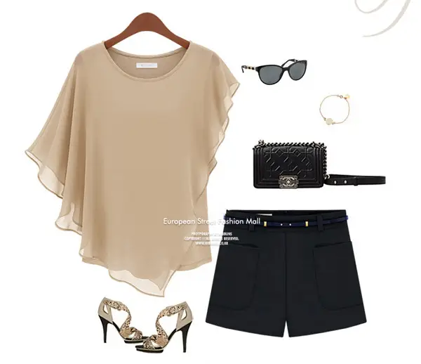 Black Ruffled Chiffon T-Shirt Women European American Commuter - Image 5