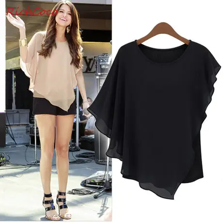 Black Ruffled Chiffon T-Shirt Women European American Commuter — feature 3