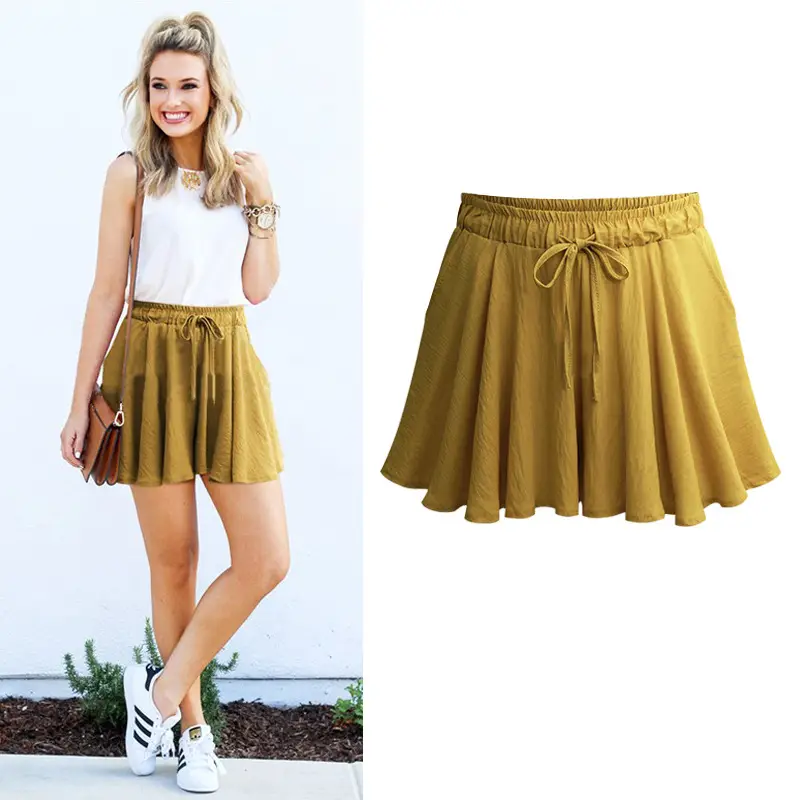 Women's Elastic Waist Wide Leg Shorts Large Size - Image 2