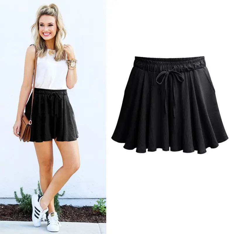 Women's Elastic Waist Wide Leg Shorts Large Size - Image 3