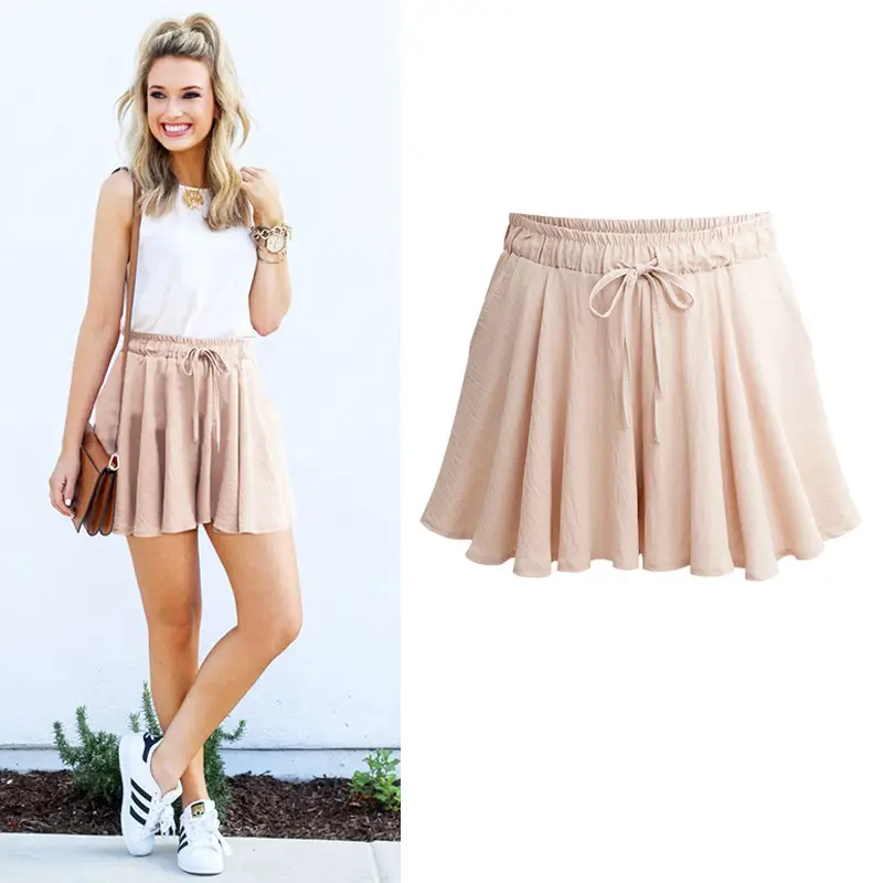 Women's Elastic Waist Wide Leg Shorts Large Size - Image 4
