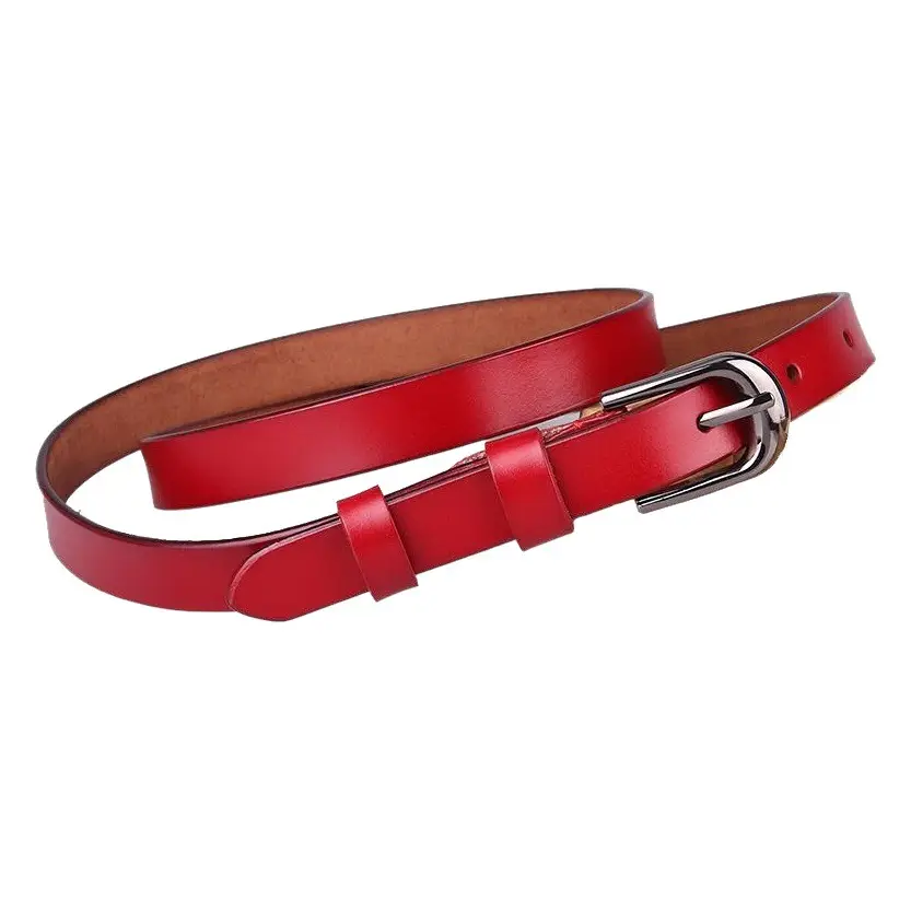 Women Genuine Leather Belt with Black Pin Buckle 627