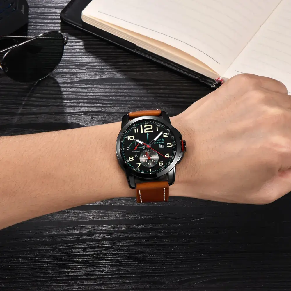 Men's Multi-Function Quartz Watches with Leather Belts - Image 14