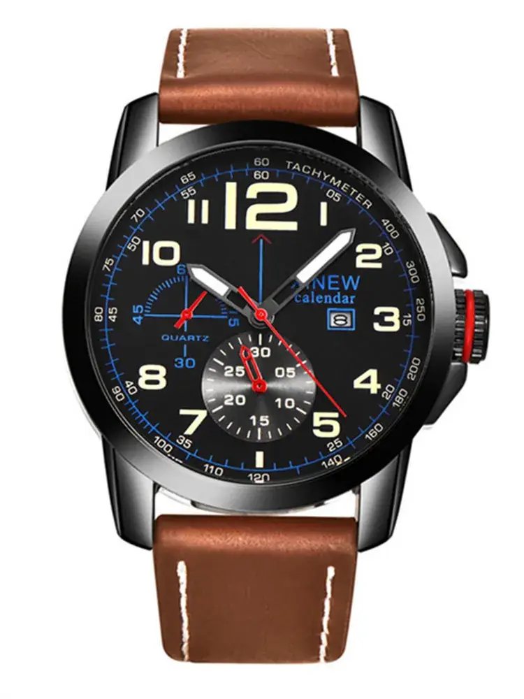 Men's Multi-Function Quartz Watches with Leather Belts - Image 10