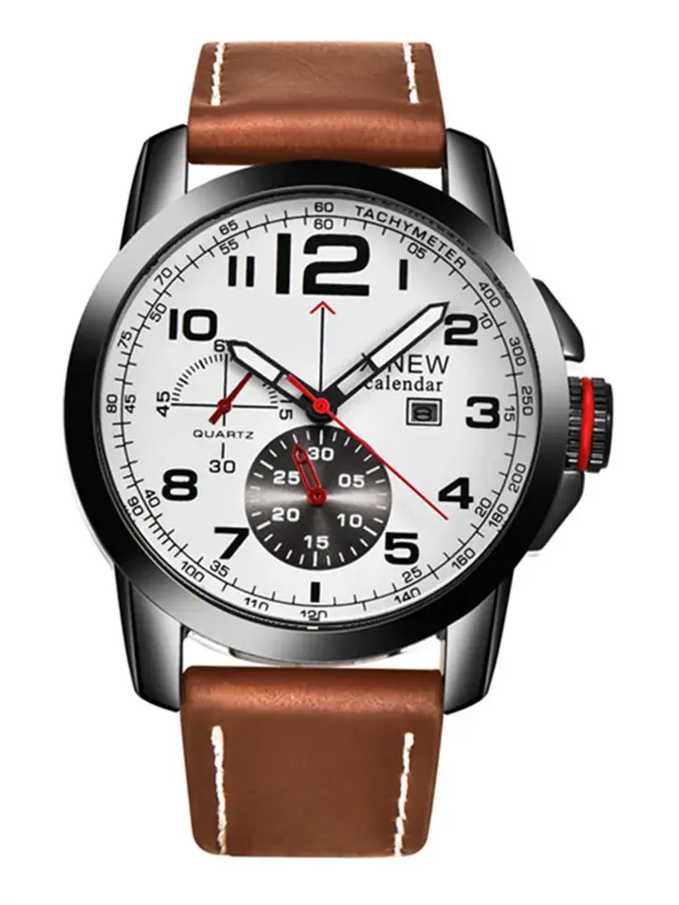 Men's Multi-Function Quartz Watches with Leather Belts - Image 11