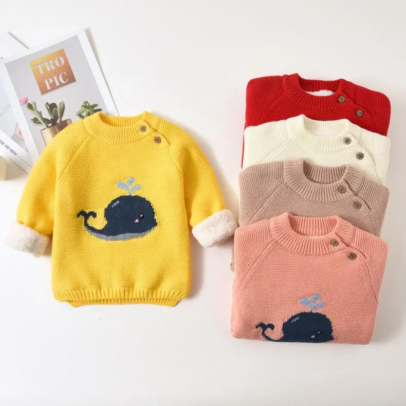 Boys' Yellow Whale Knit Sweater for Small Kids - Image 10