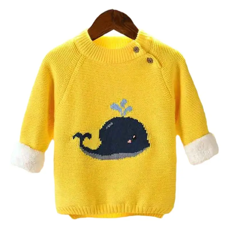 Boys' Yellow Whale Knit Sweater for Small Kids