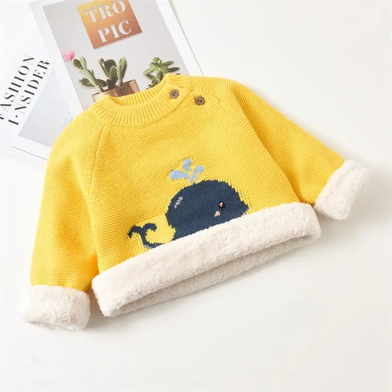 Boys' Yellow Whale Knit Sweater for Small Kids - Image 4