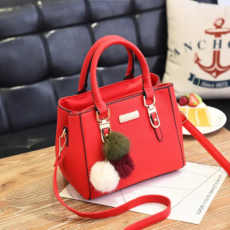 2022 Women's Grey Shoulder Crossbody Bag with Pom Pom - Image 9