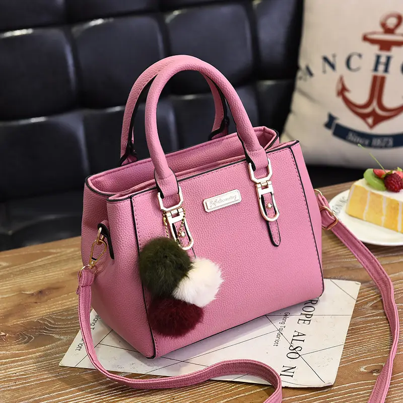2022 Women's Grey Shoulder Crossbody Bag with Pom Pom - Image 10