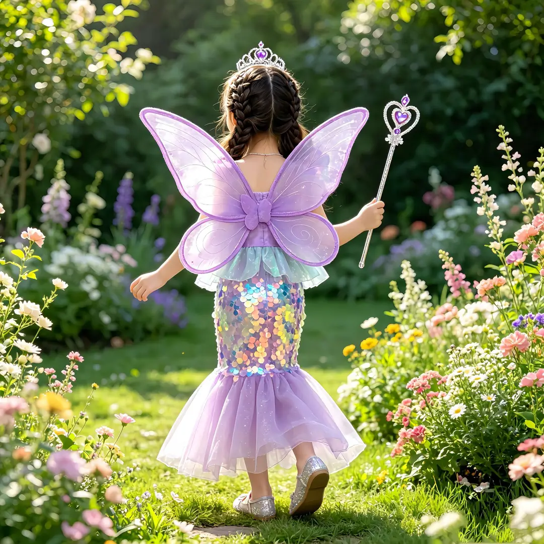 Halloween New Mermaid Birthday Dress for Big Girls, Stylish Princess Dress for Girls, Birthday Performance Costume