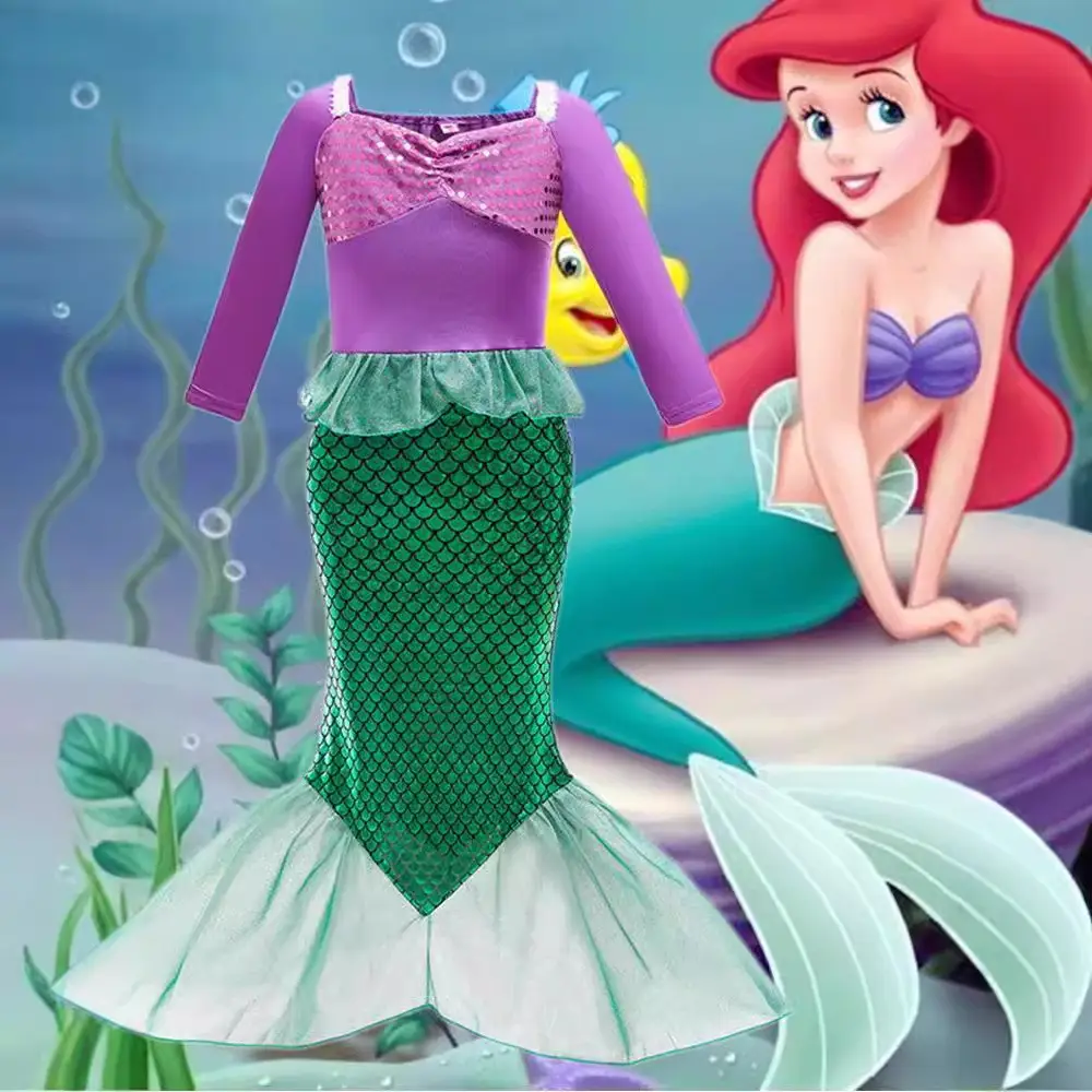 Halloween New Mermaid Birthday Dress for Big Girls, Stylish Princess Dress for Girls, Birthday Performance Costume