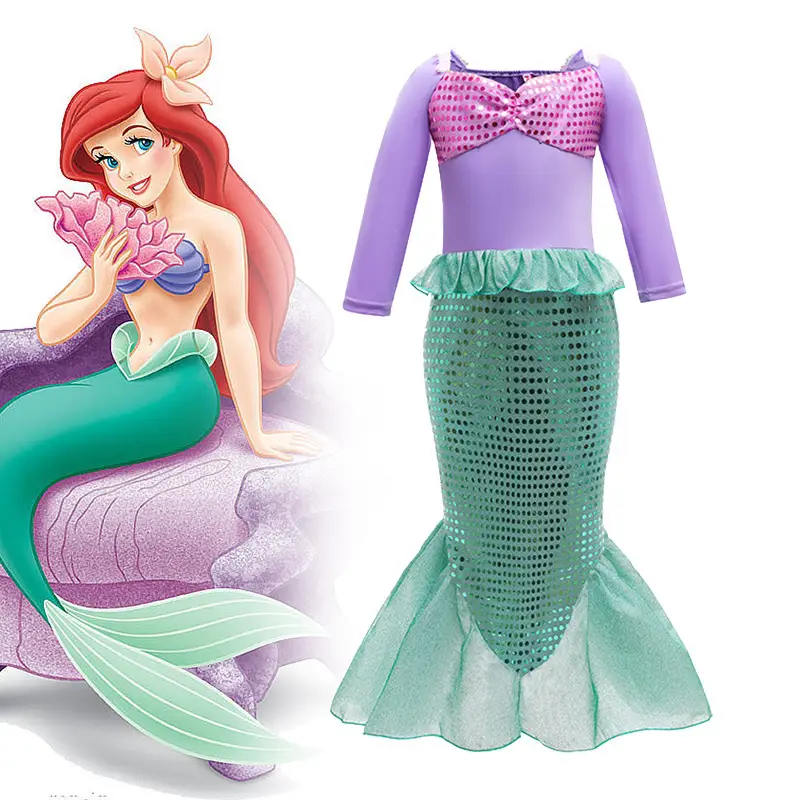 Halloween New Mermaid Birthday Dress for Big Girls, Stylish Princess Dress for Girls, Birthday Performance Costume
