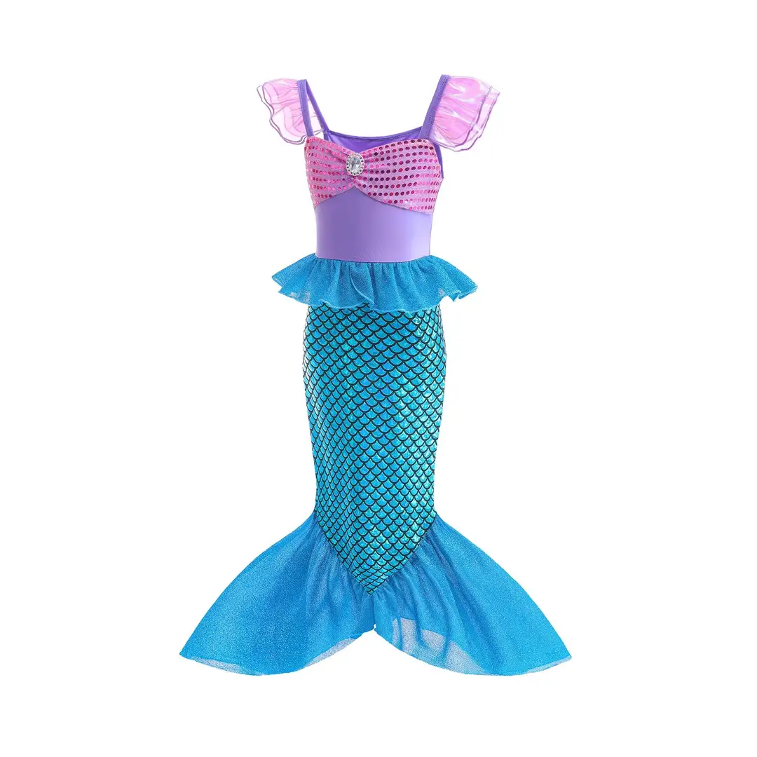 Halloween New Mermaid Birthday Dress for Big Girls, Stylish Princess Dress for Girls, Birthday Performance Costume