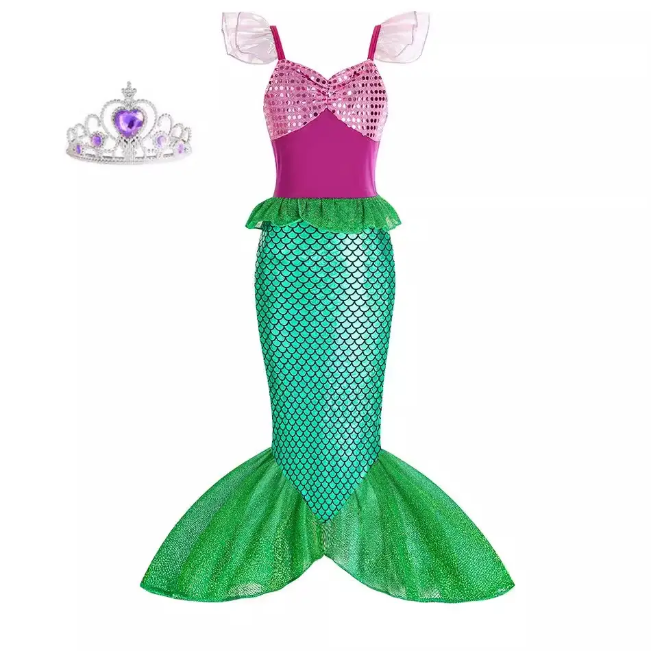 Halloween New Mermaid Birthday Dress for Big Girls, Stylish Princess Dress for Girls, Birthday Performance Costume