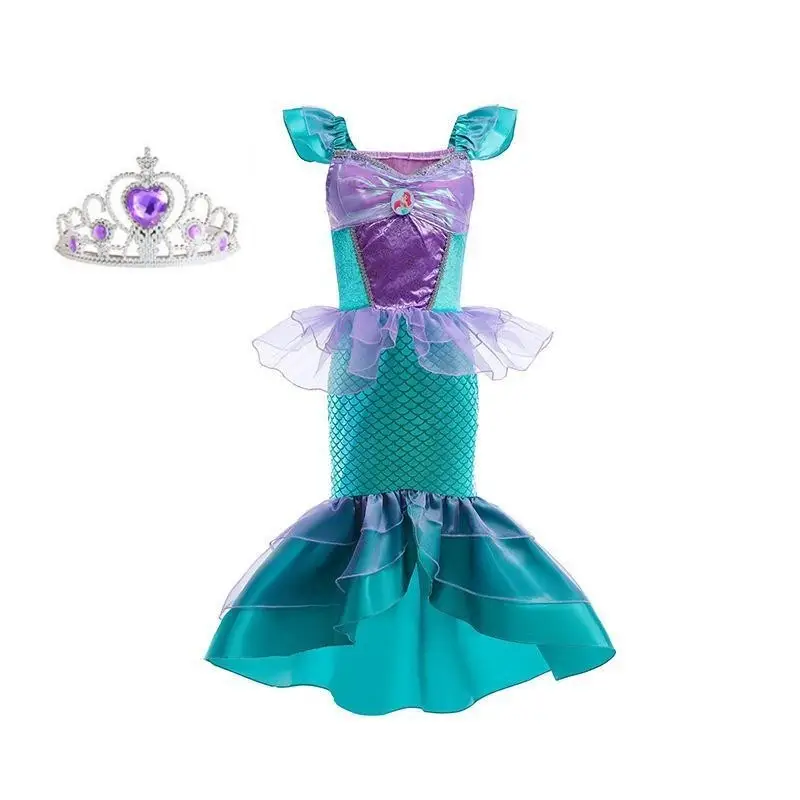 Halloween New Mermaid Birthday Dress for Big Girls, Stylish Princess Dress for Girls, Birthday Performance Costume