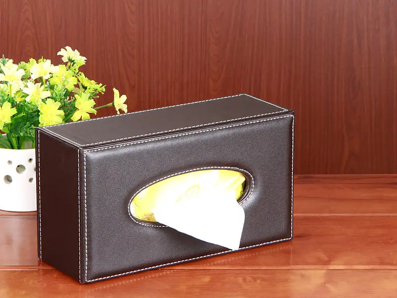 Coffee Color Leather Tissue Box 25x13cm — feature 5