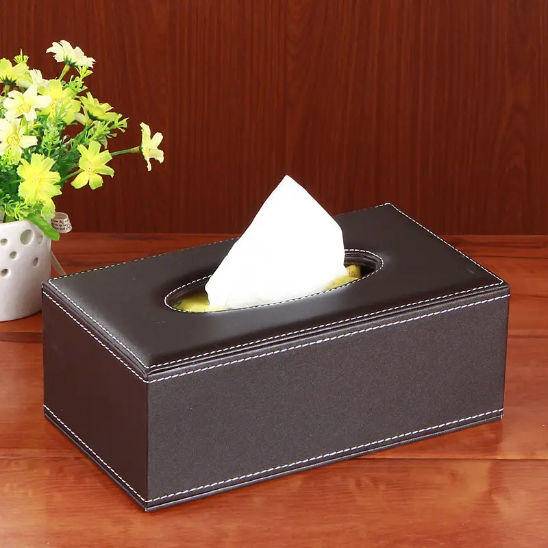 Coffee Color Leather Tissue Box 25x13cm - Image 5