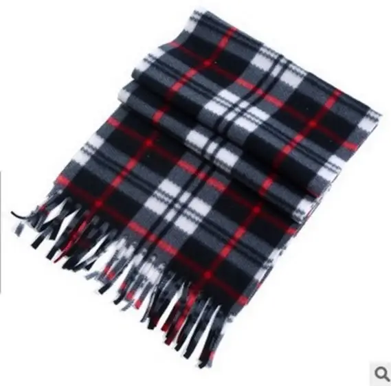 Men & Women Velvet Shawl Scarf Red Plaid Black White - Image 2