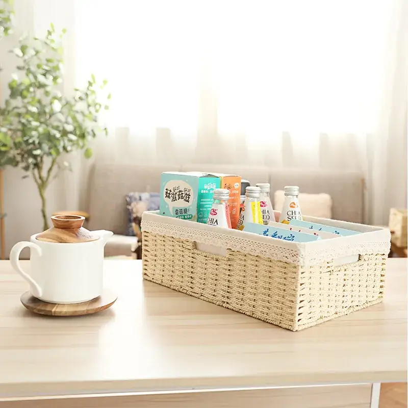 Straw Woven Storage Basket 35x25x18.5cm - Image 34
