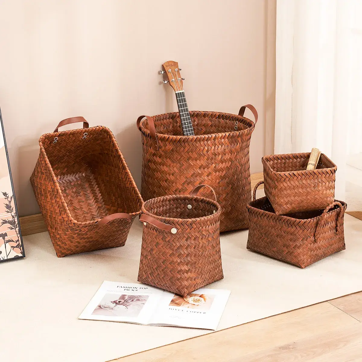 Straw Woven Storage Basket 35x25x18.5cm — feature 8