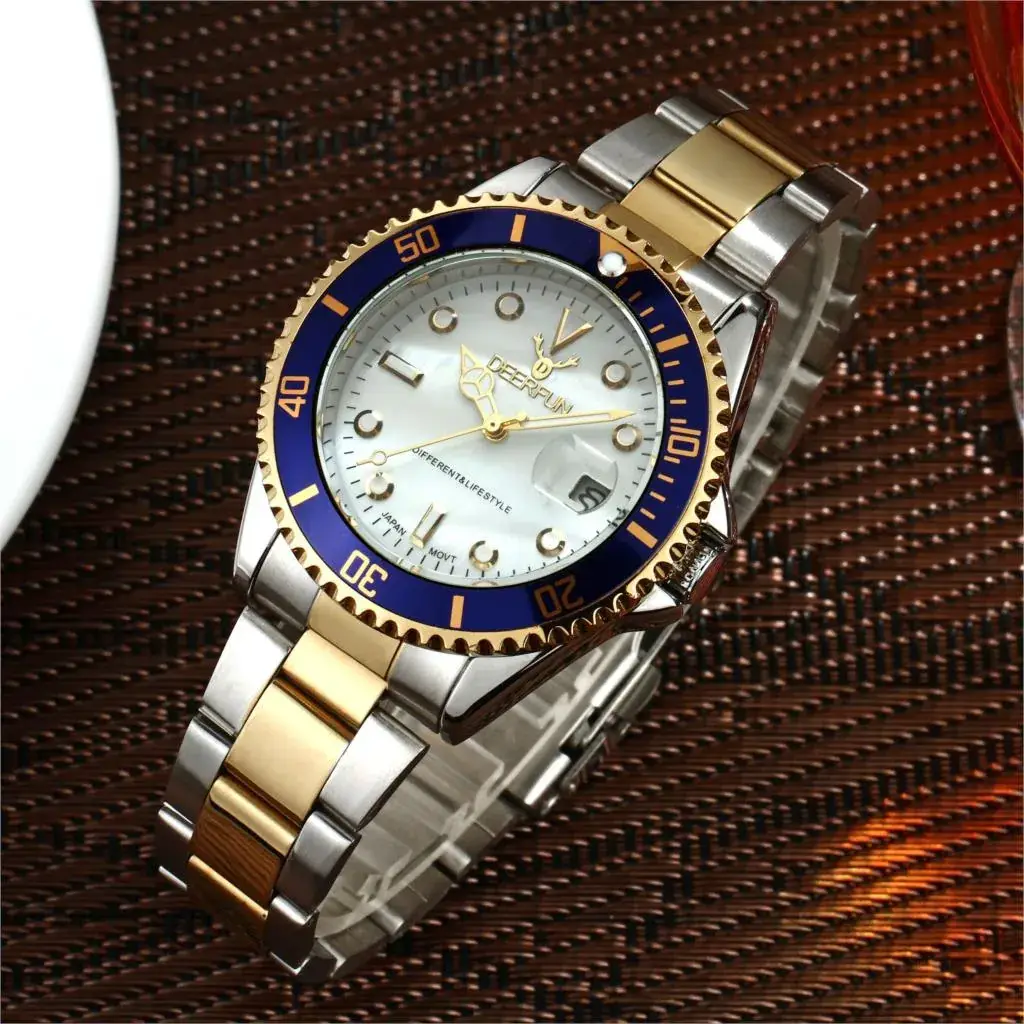 Men's Waterproof Gold Silver Steel Watch with Date Display - Image 25