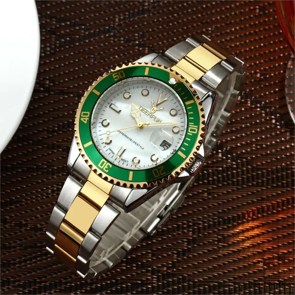 Men's Waterproof Gold Silver Steel Watch with Date Display - Image 26