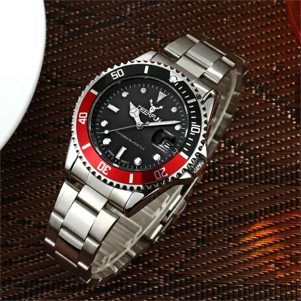 Men's Waterproof Gold Silver Steel Watch with Date Display - Image 4