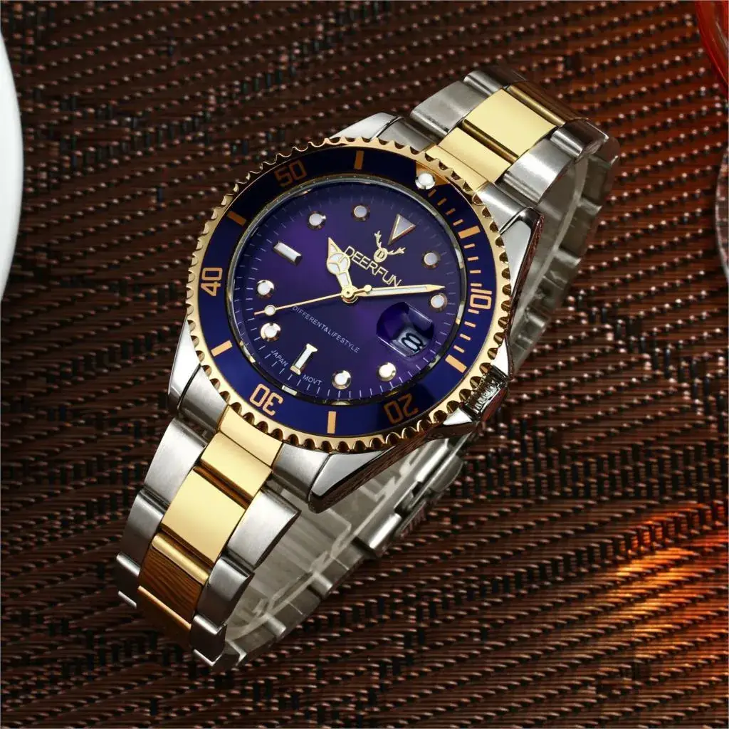 Men's Waterproof Gold Silver Steel Watch with Date Display - Image 7