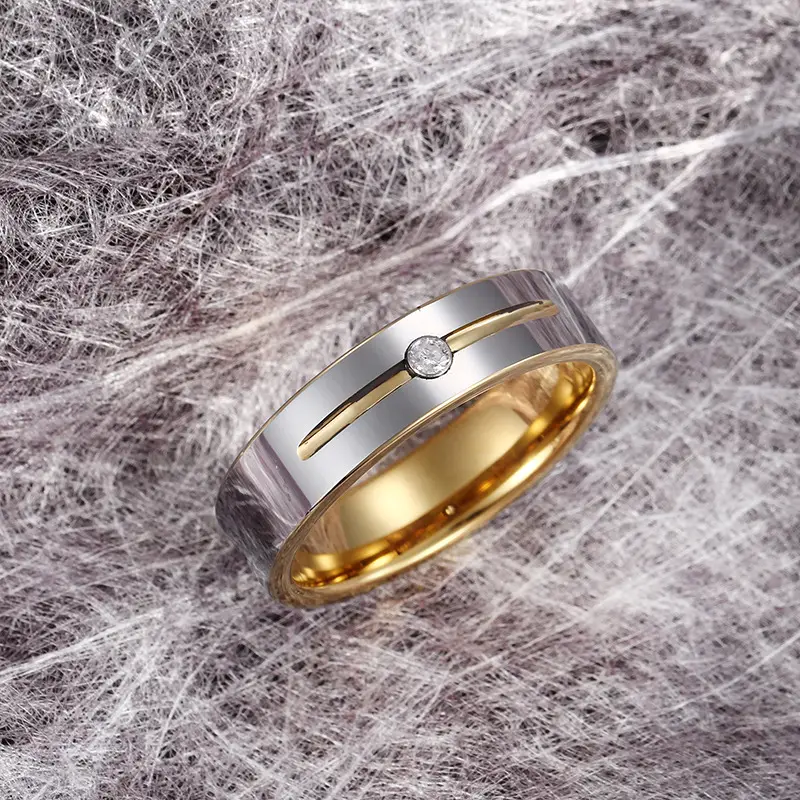Men's Tungsten Steel Diamond Ring Single Elegant Design - Image 4