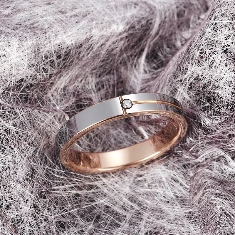 Men's Tungsten Steel Diamond Ring Single Elegant Design — feature 3