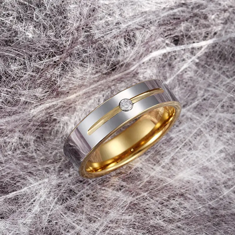 Men's Tungsten Steel Diamond Ring Single Elegant Design — feature 6