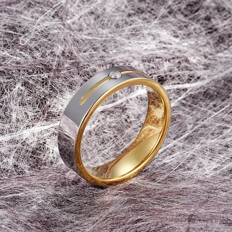 Men's Tungsten Steel Diamond Ring Single Elegant Design — feature 7