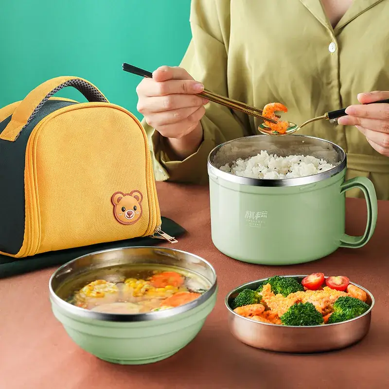 304 Stainless Steel Lunch Box Double Insulation Pink - Image 8
