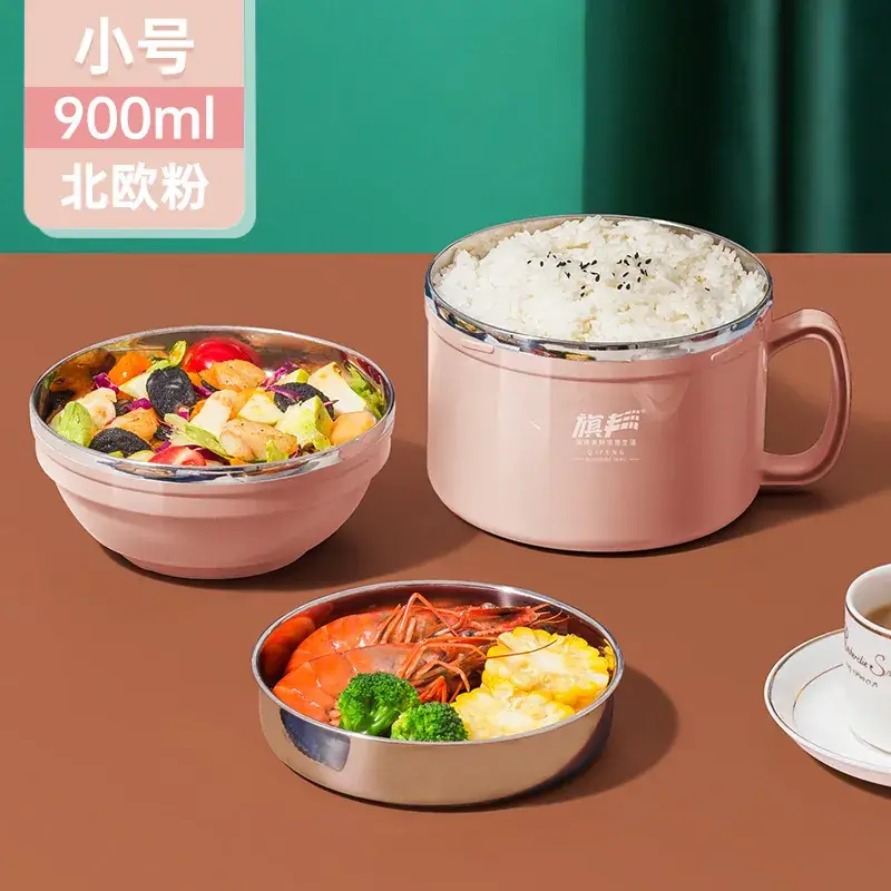 304 Stainless Steel Lunch Box Double Insulation Pink - Image 3