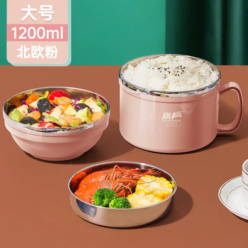 304 Stainless Steel Lunch Box Double Insulation Pink - Image 6