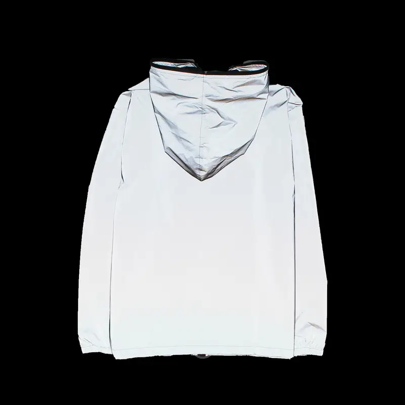 Men's Grey Black Hooded Windbreaker Coat