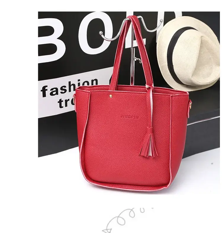Women's 4-Piece Pink Leather Handbag Set — feature 37