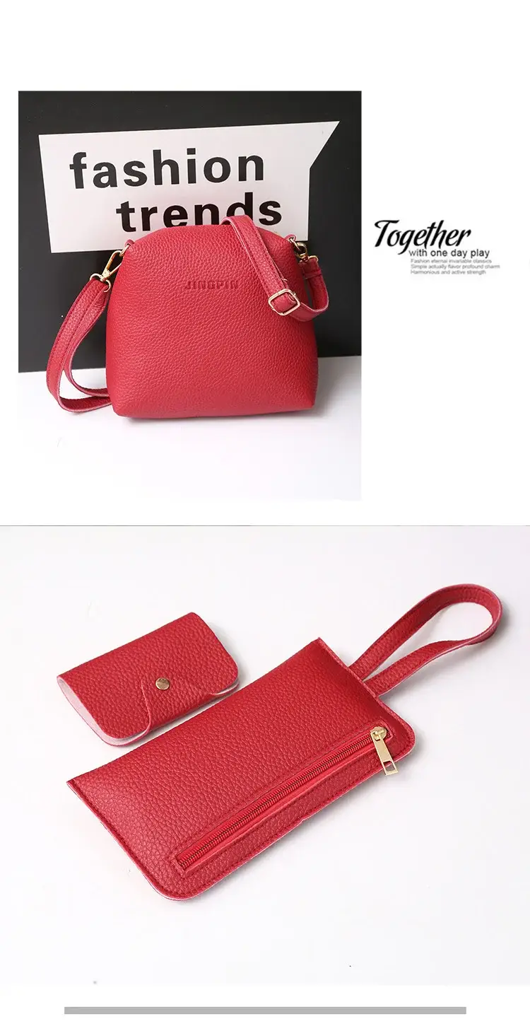 Women's 4-Piece Pink Leather Handbag Set — feature 46