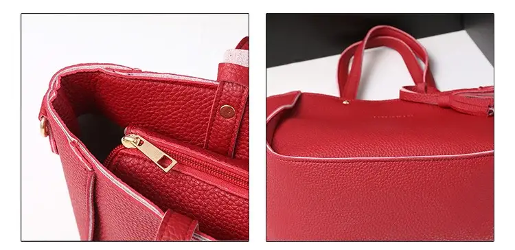 Women's 4-Piece Pink Leather Handbag Set — feature 48