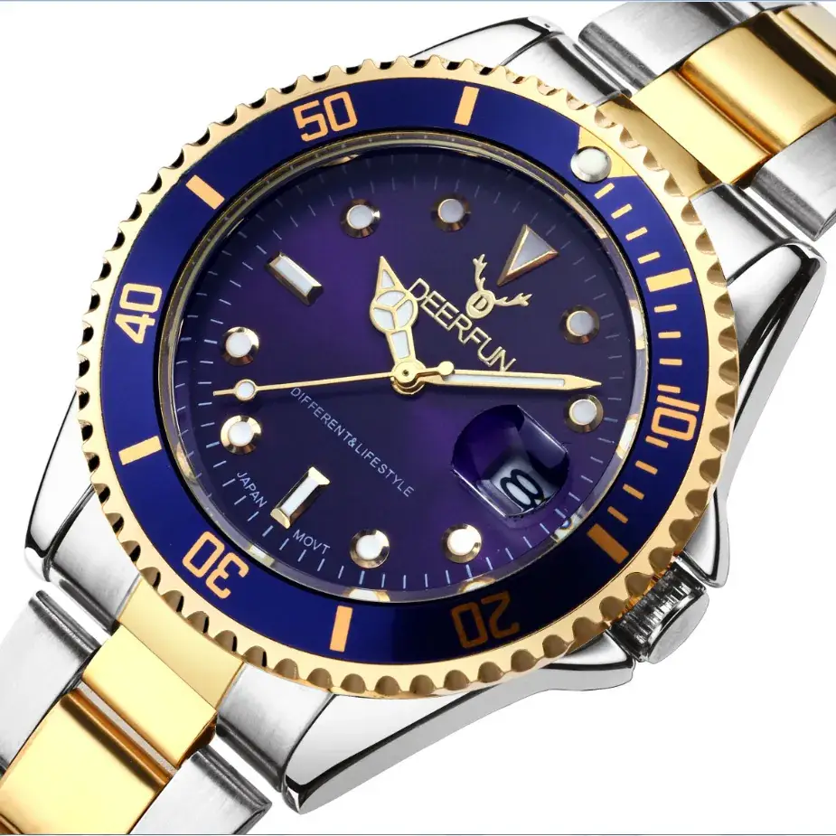 Men's Gold Water Resistant Quartz Watch with Red Dial - Image 34