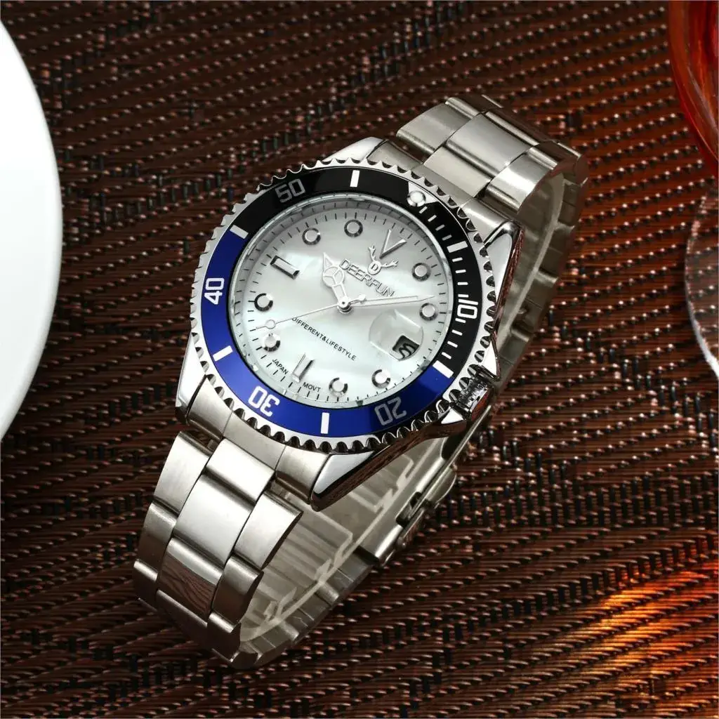 Men's Gold Water Resistant Quartz Watch with Red Dial - Image 10