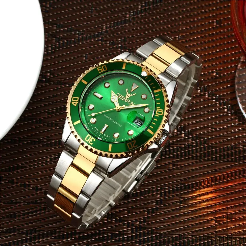 Men's Gold Water Resistant Quartz Watch with Red Dial - Image 13